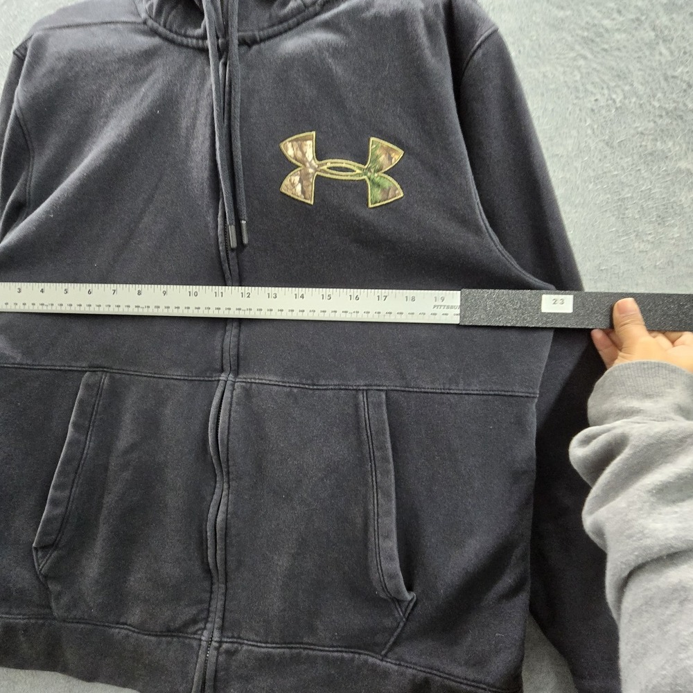 Under Armour Men Hoodie L Black Embroidered Fleece Coldgear Activewear Zipper - Picture 9 of 13